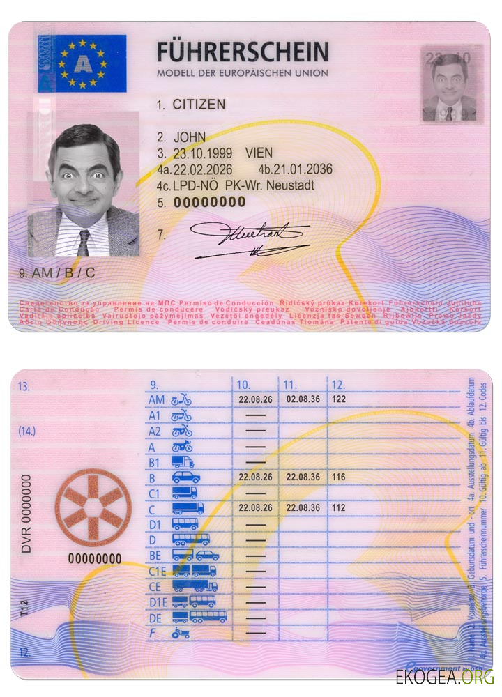 AUSTRIA driving license 2013   present